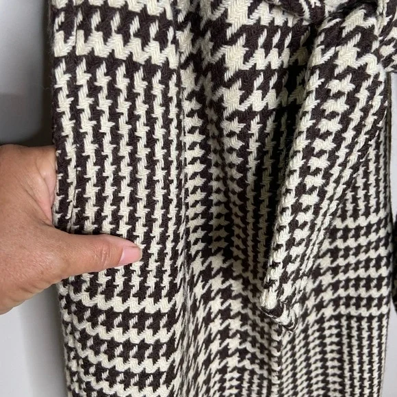 J. Crew Brown and Cream Houndstooth Trench Coat - Picture 3 of 7